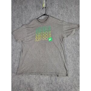 Nike Graphic‎ T-Shirt Just Do It Green Logo Short Sleeve Top Men Sz L Activewear